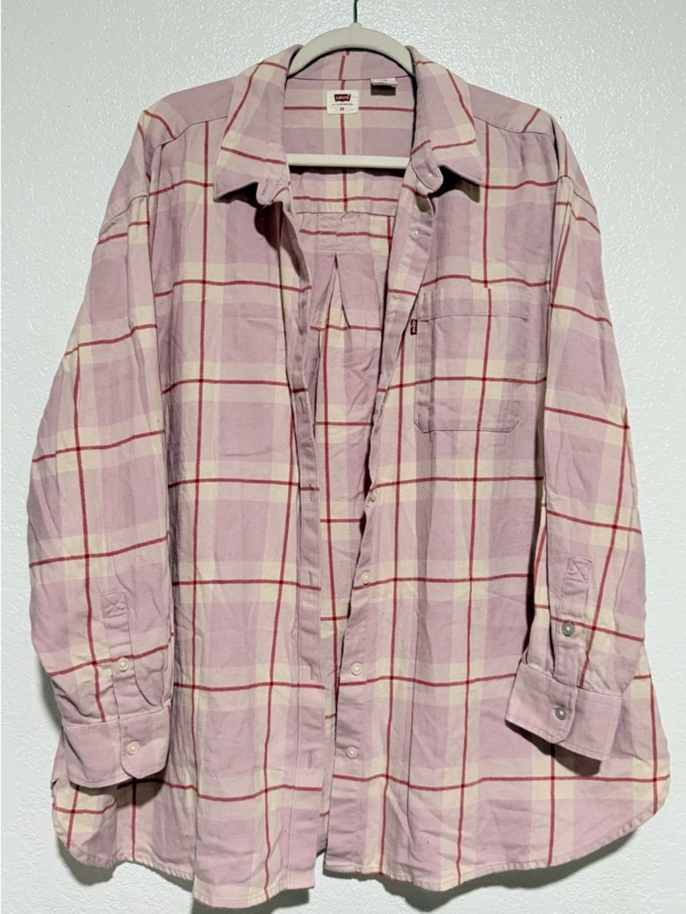 Levi's Light Pink Plaid Relaxed Button-Down Shirt Size 2X